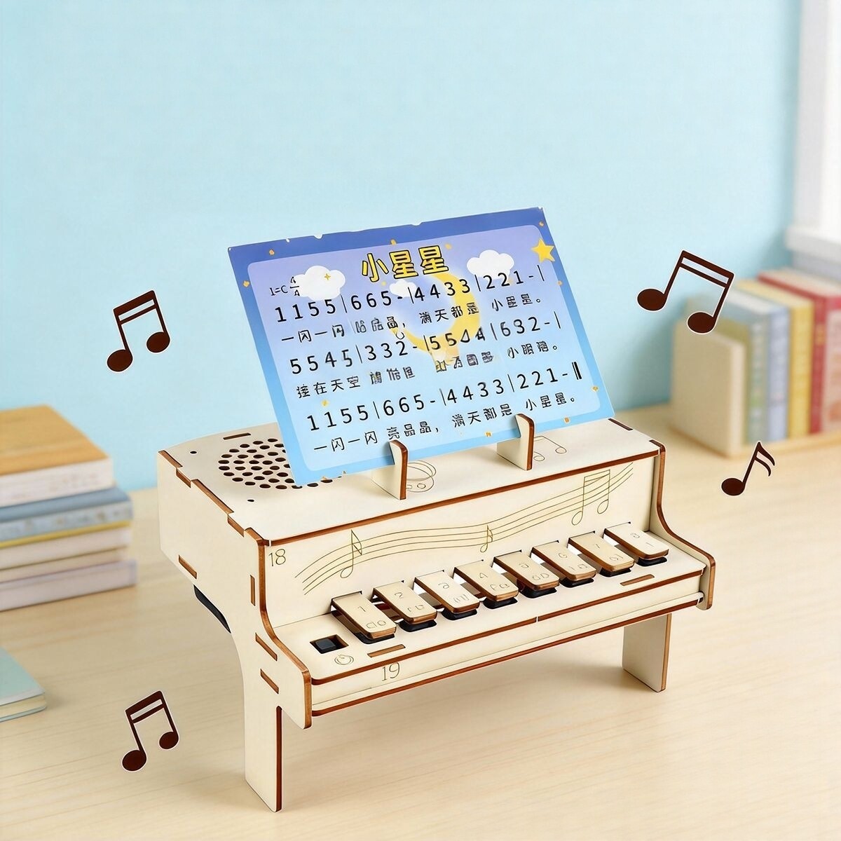 Diy Electronics Kids - DIY houten elektronische pianomodel STEM-montagekit Natuurkunde