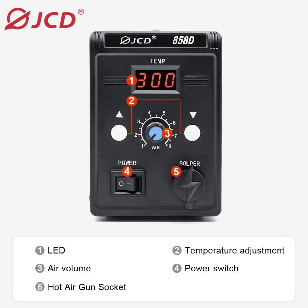 JCD Heteluchtpistool 858D 700W - Diy Electronics Tools recensie en prijs